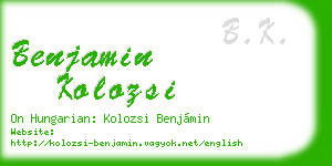 benjamin kolozsi business card